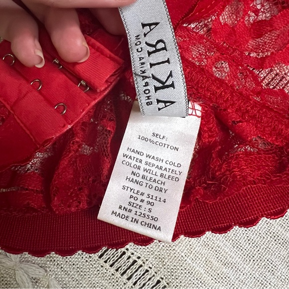AKIRA High Neck Red Lace Bralette Size S Crop Top Bustier - Picture 9 of 9